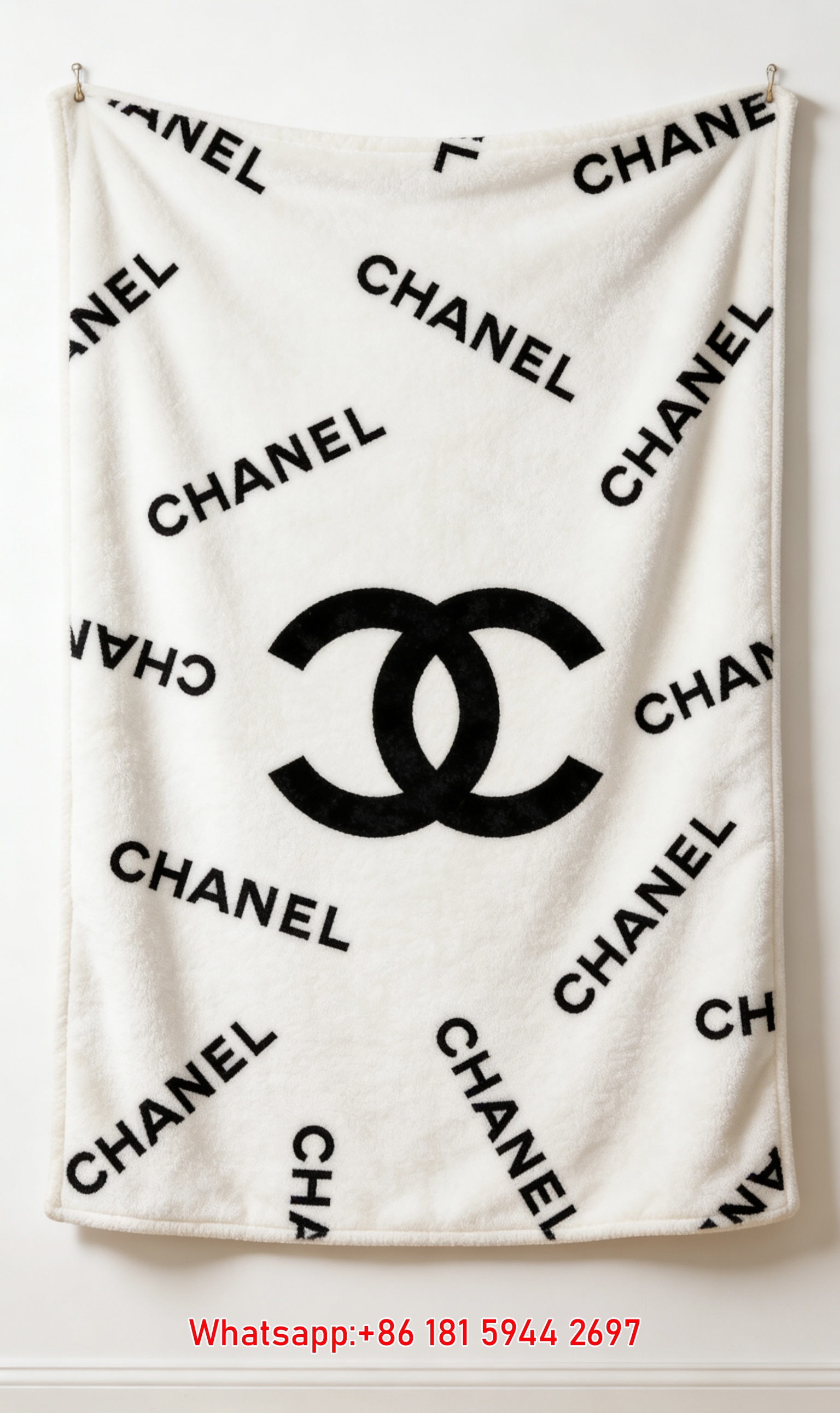 Chanel Radiant Text CC Logo Flannel Throw Blanket IMG_7148